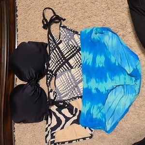 Victoria's secret strapless push up bikini top and 3 bottoms